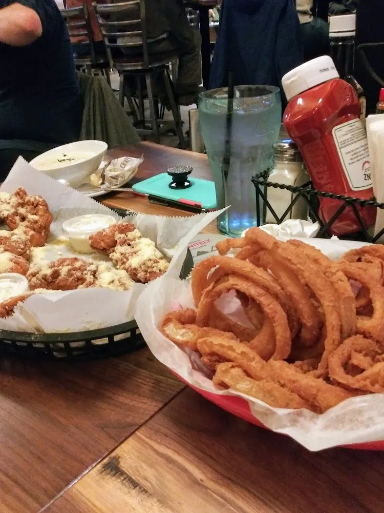 Beer Battered Onion Rings and Boneless Chicken Wings